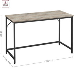 Songmics Industrial Study Desk, Contemporary Home Office Workstation With Metal Base, Greige And Black - thumbnail 2