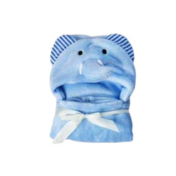 Woodside Home Living Hooded Baby Blanket - Blue Elephant - thumbnail 2