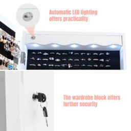 Costway Jewelry Cabinet 5 Led Lights  Wall/door Mounted Jewelry Armoire W/ Mirror - thumbnail 7