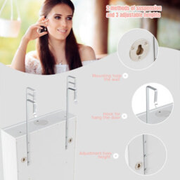 Costway Jewelry Cabinet 5 Led Lights  Wall/door Mounted Jewelry Armoire W/ Mirror - thumbnail 5