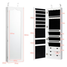 Costway Jewelry Cabinet 5 Led Lights  Wall/door Mounted Jewelry Armoire W/ Mirror - thumbnail 3