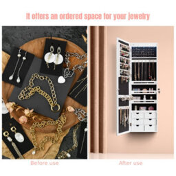 Costway Jewelry Cabinet 5 Led Lights  Wall/door Mounted Jewelry Armoire W/ Mirror - thumbnail 6