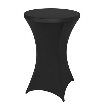 "Neel Blue 32""x43"" Spandex Cocktail Tablecloth, Round Fitted Stretch Table Cover, Black - 2Pcs" - image 1