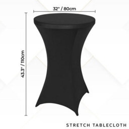 "Neel Blue 32""x43"" Spandex Cocktail Tablecloth, Round Fitted Stretch Table Cover, Black - 2Pcs" - thumbnail 2