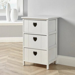 3 Drawer Storage Chest White Wooden Bedroom Organiser Bedside Fully Assembled - thumbnail 1