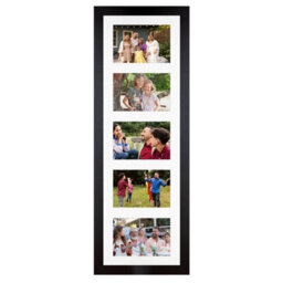 AK Frames 26X8 Matte Black Modern Multi Photo Frame With White Mount - Holds 5 Apertures (5X) 6X4 Photos - thumbnail 1