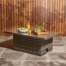 Home Treats Rattan Garden Table Rising Coffee & Dining Table Patio Conservatory - thumbnail 2
