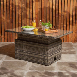 Home Treats Rattan Garden Table Rising Coffee & Dining Table Patio Conservatory - thumbnail 1