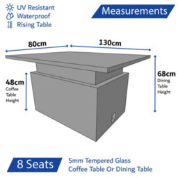 Home Treats Rattan Garden Table Rising Coffee & Dining Table Patio Conservatory - thumbnail 5