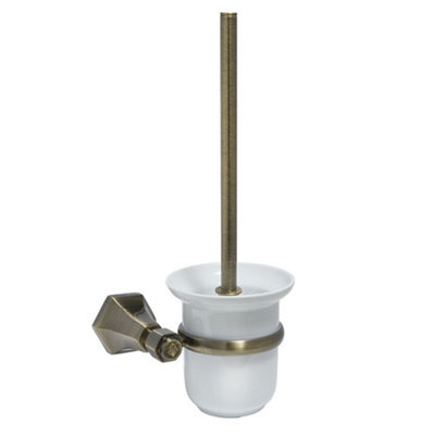 Homestylestore Art Deco Bathroom Wall Mounted Ceramic Aged Gold Toilet Brush Holder - image 1