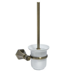 Homestylestore Art Deco Bathroom Wall Mounted Ceramic Aged Gold Toilet Brush Holder