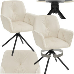 Tectake Set Of 2 Swivel Chair Lenia In Upholstered Velvet Look With Thick Padding  - Velvet Cream/black