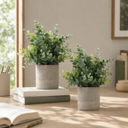 CLEFFNS 2 Pack Small Artificial Eucalyptus Plants Sage Green Fake Potted Greenery For Bathroom Shelf Desk Decor 9.5 In Indoor Garden Decor - thumbnail 1