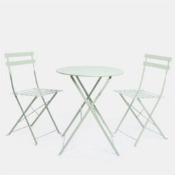 OHS Outdoor Garden Furniture Patio Bistro Set Metal Table Chair, 3 Pc - Sage - thumbnail 5
