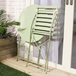 OHS Outdoor Garden Furniture Patio Bistro Set Metal Table Chair, 3 Pc - Sage - thumbnail 2
