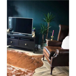 Chesterfield High Back Wing Chair Antique Brown Real Leather In Queen Anne Style - thumbnail 3