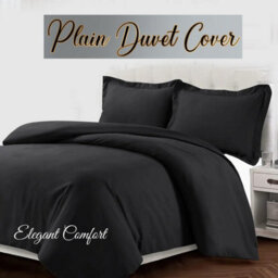 Ameha Plain Reversible Black Duvet Cover Set 3-Piece King Size Anti Allergic Bedding Cover (230 X 220 Cm) With Matching Pillowcase - thumbnail 1