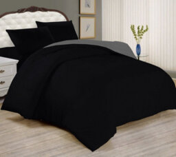 Ameha Plain Reversible Black Duvet Cover Set 3-Piece King Size Anti Allergic Bedding Cover (230 X 220 Cm) With Matching Pillowcase - thumbnail 2