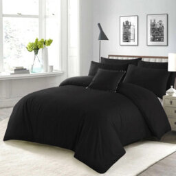Ameha Plain Reversible Black Duvet Cover Set 3-Piece King Size Anti Allergic Bedding Cover (230 X 220 Cm) With Matching Pillowcase - thumbnail 8