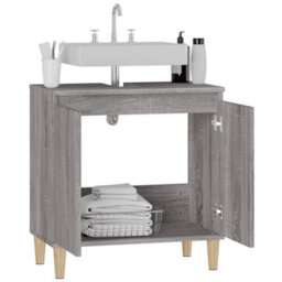 Berkfield Sink Cabinet Grey Sonoma 58X33X60 Cm Engineered Wood - thumbnail 5