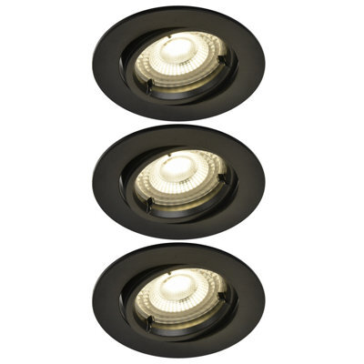 GoodHome Salk Black Adjustable Led Neutral White Downlight 4.8W Ip20, Pack Of 3 - image 1