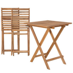 Beliani Bistro Set With Cushions Folding Fiji Acacia Wood Blue - thumbnail 8