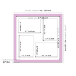 12X12 Inch 4 Opening Photo Collage Frame, Display Four 6X4 Inch Photos, Multi Aperture Family Picture Frame, Lilac - thumbnail 4