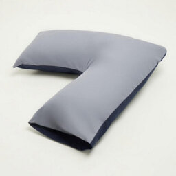 Homes & Linen Orthopaedic V-Shaped Pillow With 2 Tone Reversible Pillowcase Extra Cushioning Support For Head, Neck & Back (2 Tone Navy/grey - thumbnail 2