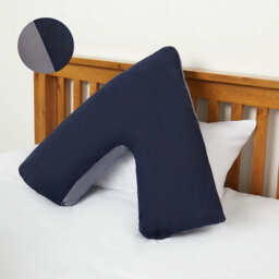 Homes & Linen Orthopaedic V-Shaped Pillow With 2 Tone Reversible Pillowcase Extra Cushioning Support For Head, Neck & Back (2 Tone Navy/grey - thumbnail 3