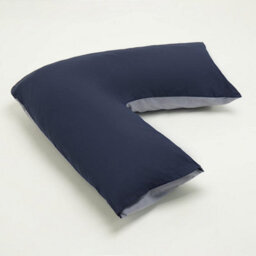 Homes & Linen Orthopaedic V-Shaped Pillow With 2 Tone Reversible Pillowcase Extra Cushioning Support For Head, Neck & Back (2 Tone Navy/grey