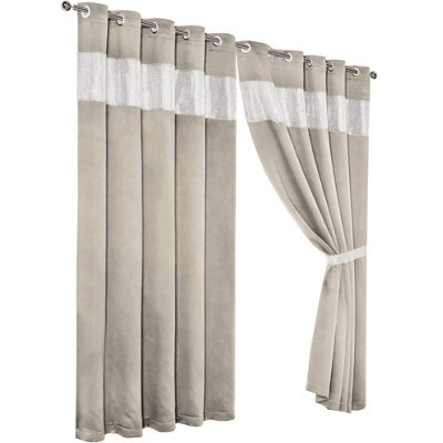 Diamante Blackout Eyelet Curtains In Natural, 167Cm X 228Cm