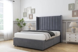"Sloomy Falcon Steel Plush Divan Bed Base 2 Drawers Foot-End With 54"" Wingback Headboard 5' King" - thumbnail 3