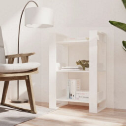 Berkfield Book Cabinet/room Divider White 60X35X91 Cm Solid Wood Pine - thumbnail 6