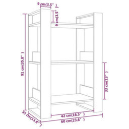 Berkfield Book Cabinet/room Divider White 60X35X91 Cm Solid Wood Pine - thumbnail 8