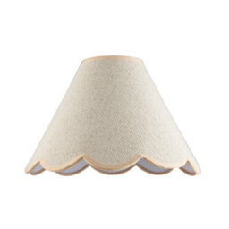 Happy Homewares Scallop Edge Natural Textured Linen Coolie Lamp Shade With Pink Trims - thumbnail 1