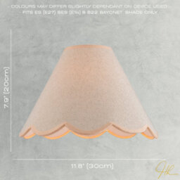 Happy Homewares Scallop Edge Natural Textured Linen Coolie Lamp Shade With Pink Trims - thumbnail 6
