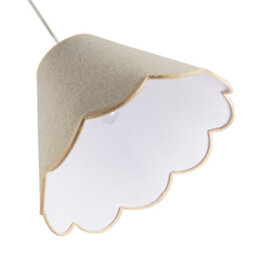 Happy Homewares Scallop Edge Natural Textured Linen Coolie Lamp Shade With Pink Trims - thumbnail 3