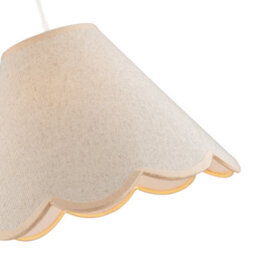 Happy Homewares Scallop Edge Natural Textured Linen Coolie Lamp Shade With Pink Trims - thumbnail 4