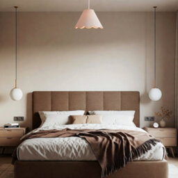 Happy Homewares Scallop Edge Natural Textured Linen Coolie Lamp Shade With Pink Trims - thumbnail 7