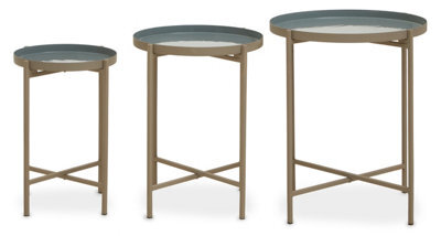 Orsina Set Of 3 Modern Side Tables, Grey & Gold Metal End Tables, Gold Side Tables, Side Tables For Living Room - image 1
