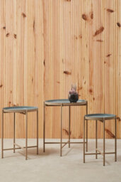 Orsina Set Of 3 Modern Side Tables, Grey & Gold Metal End Tables, Gold Side Tables, Side Tables For Living Room - thumbnail 2