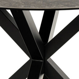 Wyld Haus Perth 119Cm Round Ceramic Dining Table - Black Marble Effect With Industrial Metal Legs - thumbnail 4