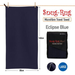 Snug Rug Microfibre Beach Towel Super Absorbent Quick Drying Lightweight Large 80 X 160Cm - Eclipse Blue - thumbnail 2