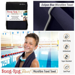 Snug Rug Microfibre Beach Towel Super Absorbent Quick Drying Lightweight Large 80 X 160Cm - Eclipse Blue - thumbnail 3