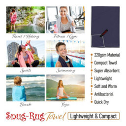 Snug Rug Microfibre Beach Towel Super Absorbent Quick Drying Lightweight Large 80 X 160Cm - Eclipse Blue - thumbnail 7