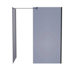 Rinse bathrooms Rinse Walkin Shower Enclosure 800mm Front 800mm End Panel Grey Glass Wetroom Screen-White 1400X800 Shower Tray Waste - thumbnail 4
