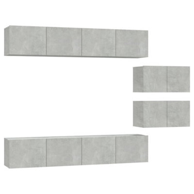 Berkfield Classic 6 Piece Tv Cabinet Set Concrete Grey Engineered Wood - image 1