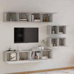 Berkfield Classic 6 Piece Tv Cabinet Set Concrete Grey Engineered Wood - thumbnail 3