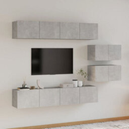 Berkfield Classic 6 Piece Tv Cabinet Set Concrete Grey Engineered Wood - thumbnail 2