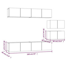 Berkfield Classic 6 Piece Tv Cabinet Set Concrete Grey Engineered Wood - thumbnail 9